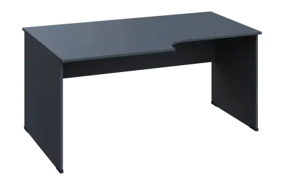 CRL 18 - 168 stůl kancelářský, rohový, levý, dřevěná podnož, deska 18 mm, široký 1600 mm, antracit